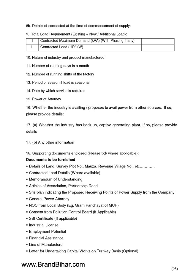 Electricity Supply high tension Application