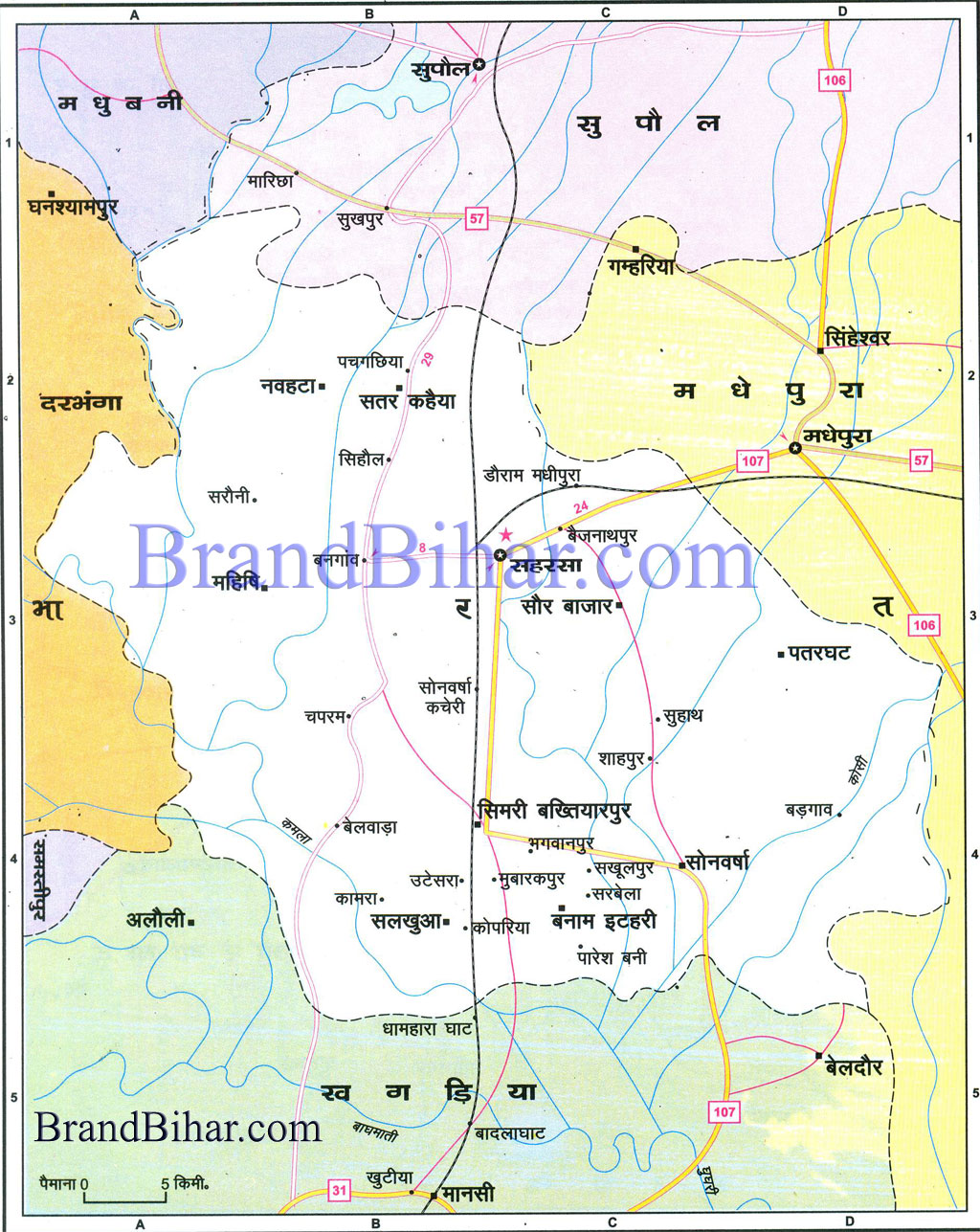 Map of saharsa